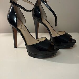 Jessica Simpson Black Peep-Toe Platform Heels